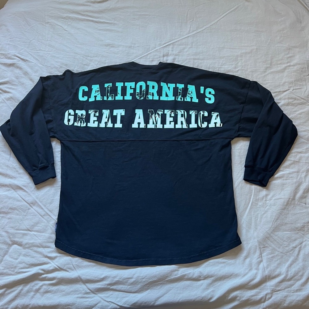 California's Great America Tee Long Sleeve Size Medium M Blue Teal Spirit Jersey